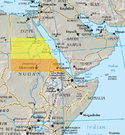 Map showing the land south of Syene and north of Ethiopia which would be called Egypt if Cush were Ethiopia.